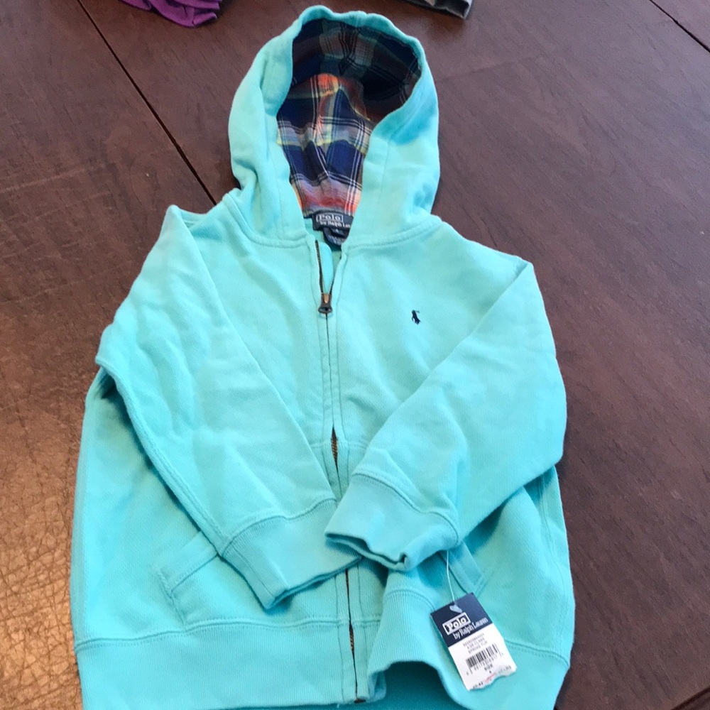 Brand new polo boys turquoise zip up hoodie size 4